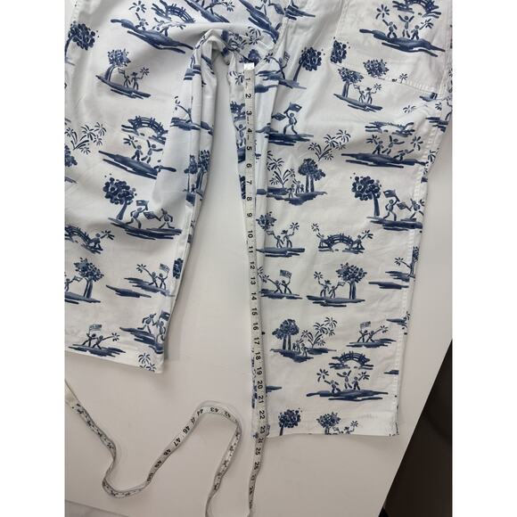 Chico's Blue White Toile Print Art-to-Wear Cropped Wide Leg Pants Coastal Size 3 - Picture 6 of 9